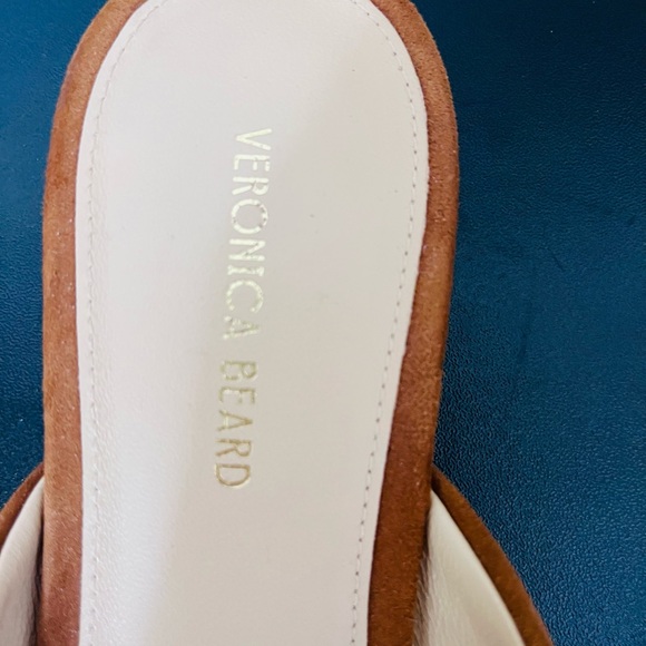 Veronica Beard Tan and Black Leather Mules,size 7.5 - Picture 2 of 7